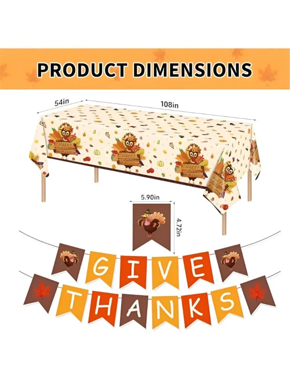 Thanksgiving Party Decorations Thanks Banner,Hanging Swirls, Tablecloth